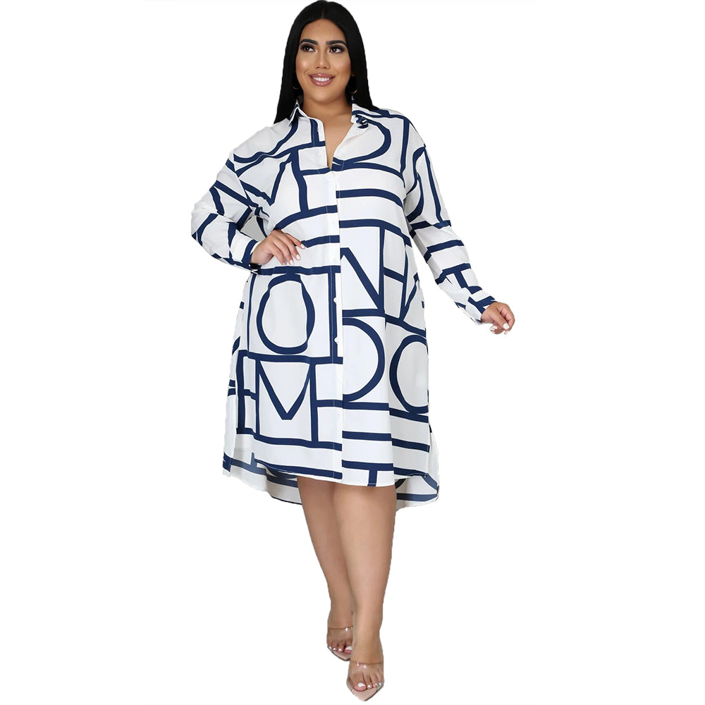 LSCURVES Women Printed Shirt Dress New