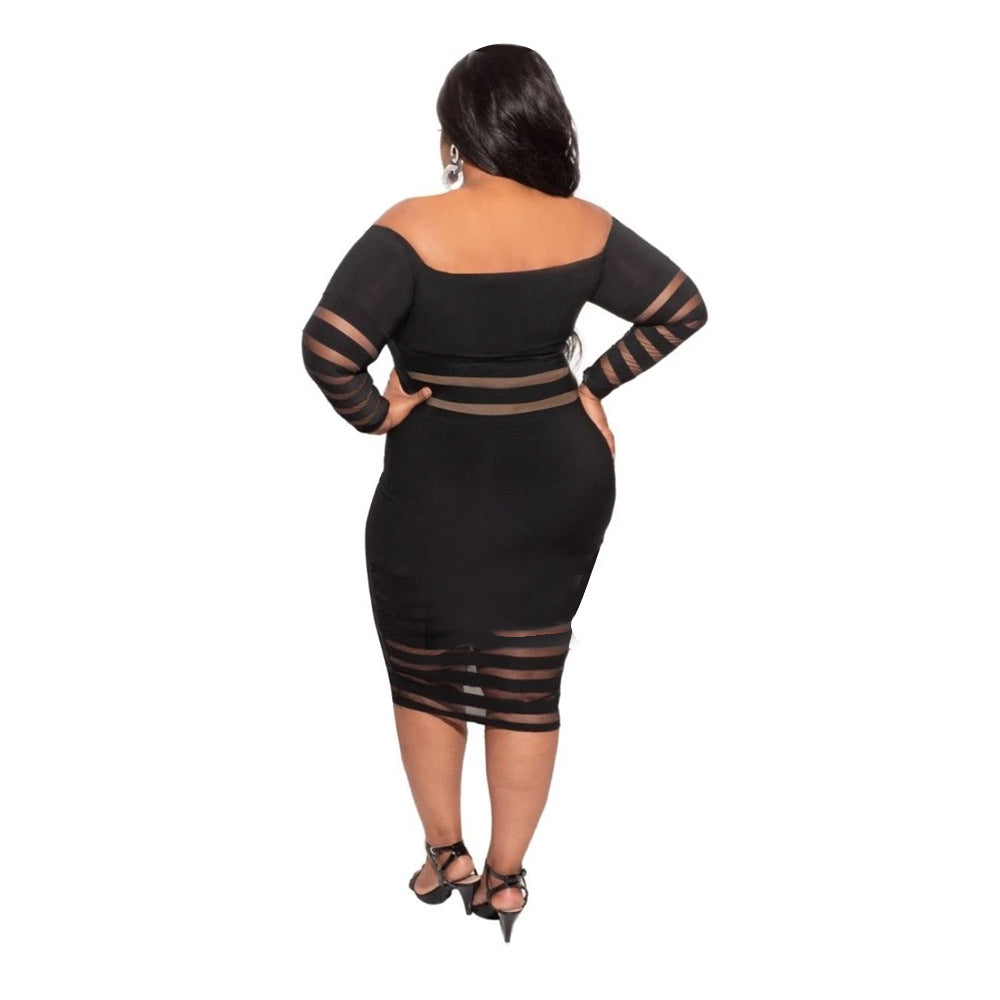 LSCurves Sexy Mesh Dress Plus Size Women's Dresses