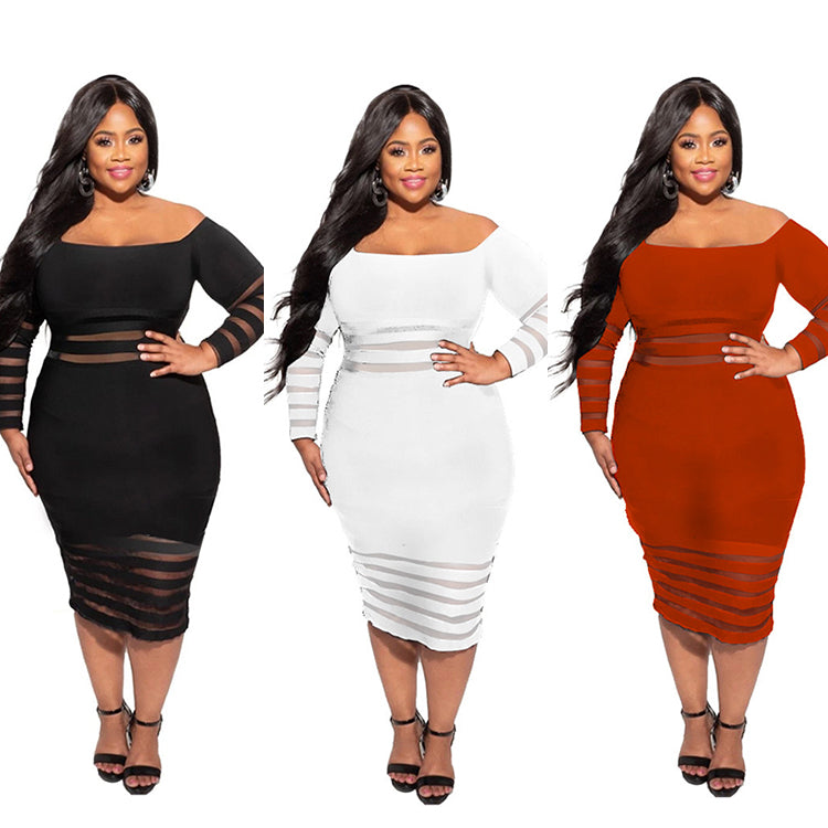 LSCurves Sexy Mesh Dress Plus Size Women's Dresses