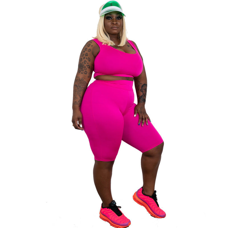 LS Curves  Solid Shorts Plus Size Women Sets