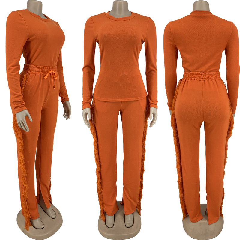 LS Curves 2 Piece Tassel Pants Set