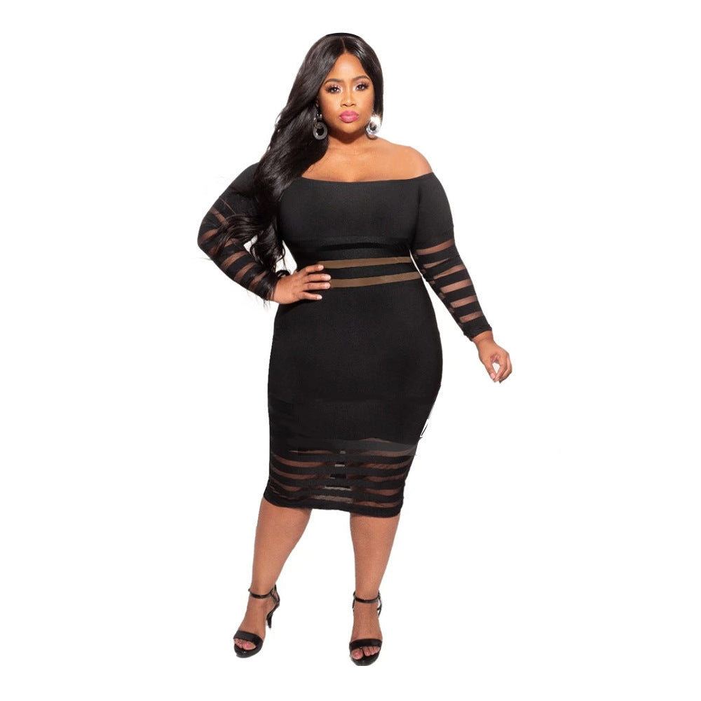 LSCurves Sexy Mesh Dress Plus Size Women's Dresses