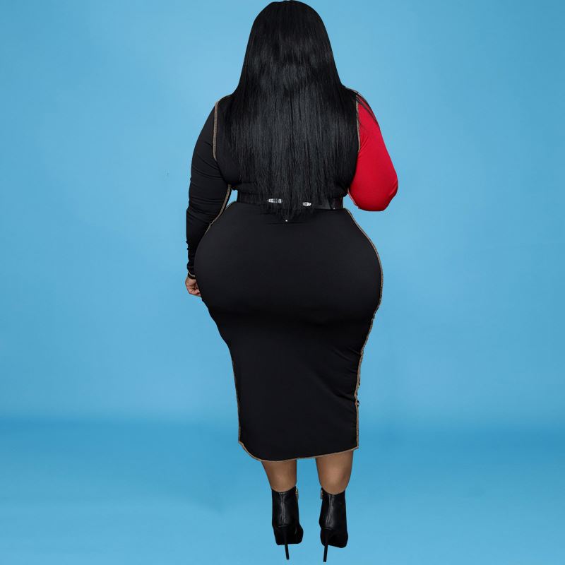 LS Curves  Women's Clothing New  Plus Size Leopard Dress Print Stitching Long Sleeved Plus Size Women's Dresses