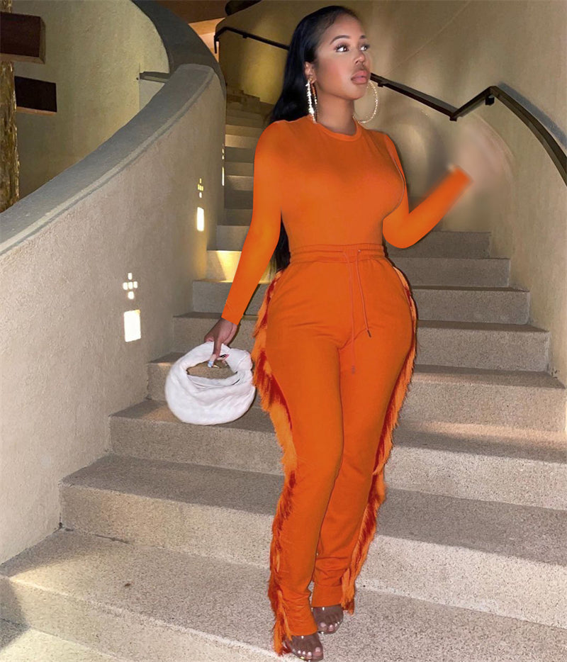 LS Curves 2 Piece Tassel Pants Set