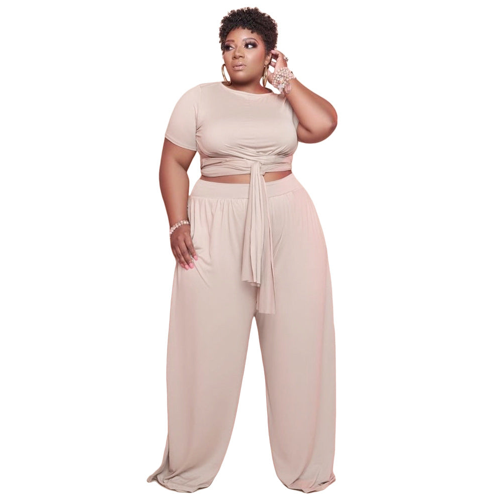LS Curves Plus Size 2 Piece Set Wide Leg Trousers