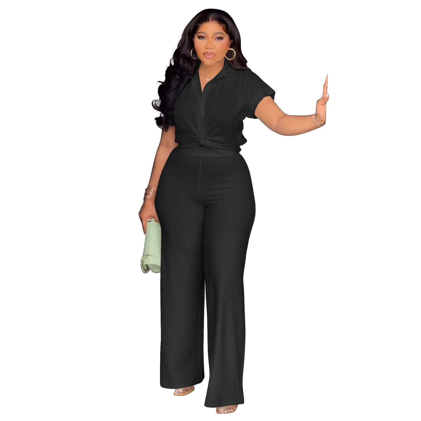 LS Curves Plus Size Women's Casual Printed  2 Piece Pant Set