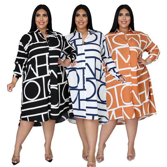 LSCURVES Women Printed Shirt Dress New
