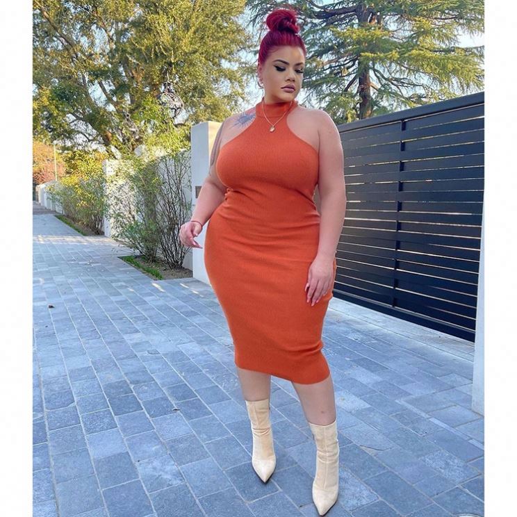 LS Curves Fondpink High Quality Bodycon Plus Size Vestidos Mujer Woman Clothing 2021 Plus Size Dress Women Sexy Dresses
