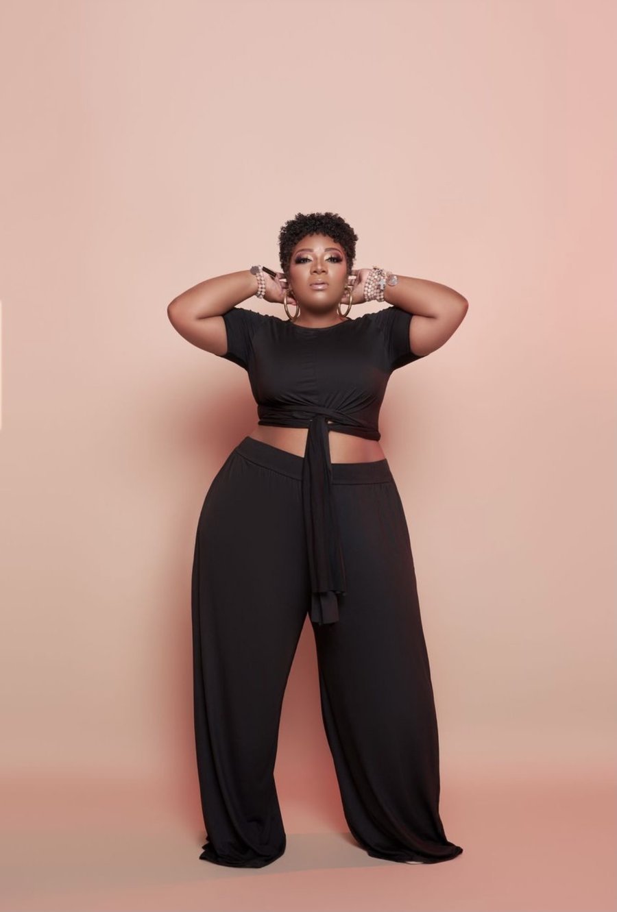 LS Curves Plus Size 2 Piece Set Wide Leg Trousers