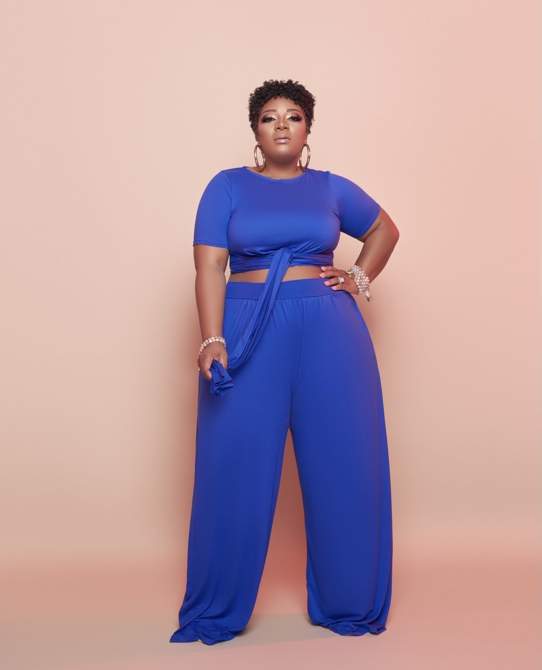 LS Curves Plus Size 2 Piece Set Wide Leg Trousers