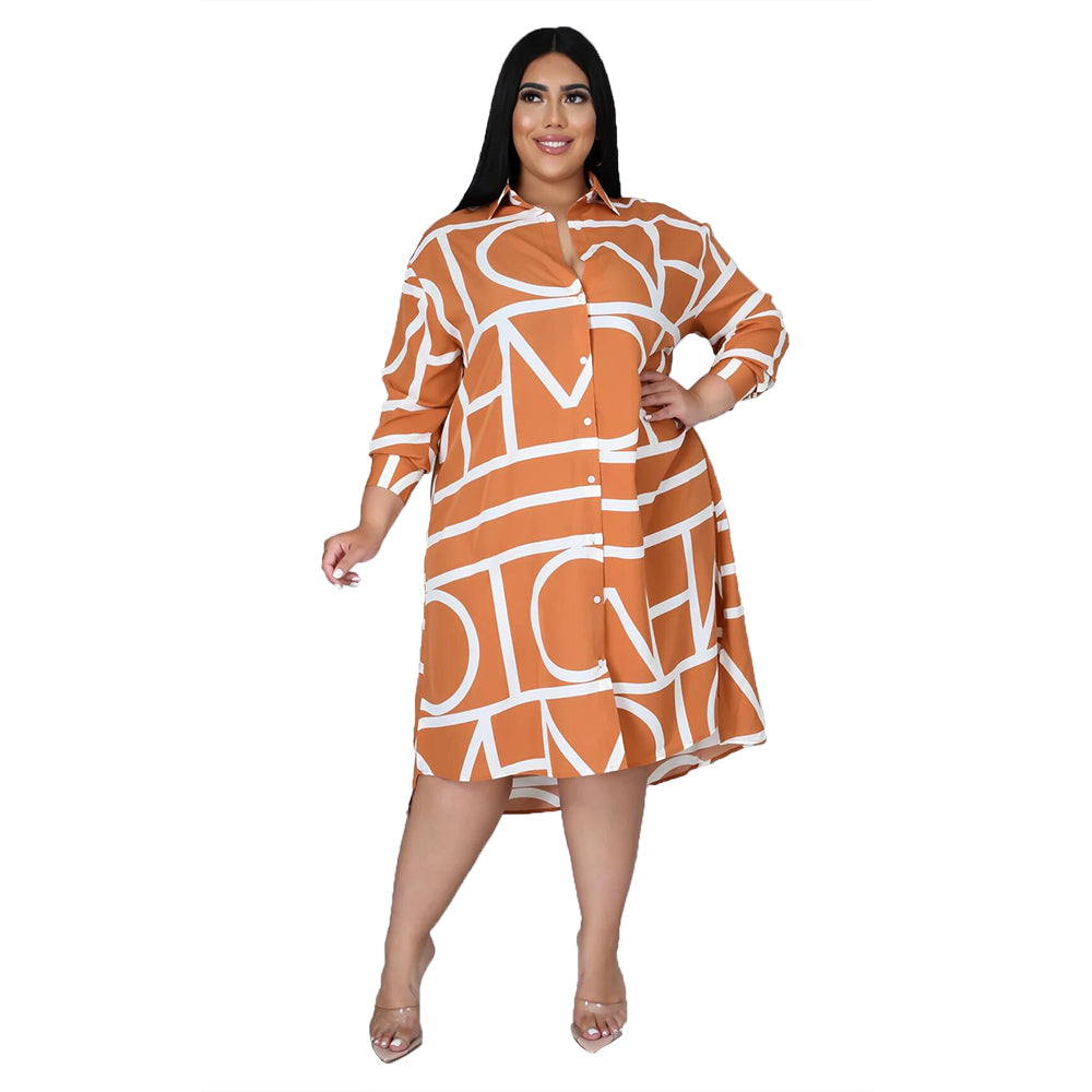 LSCURVES Women Printed Shirt Dress New
