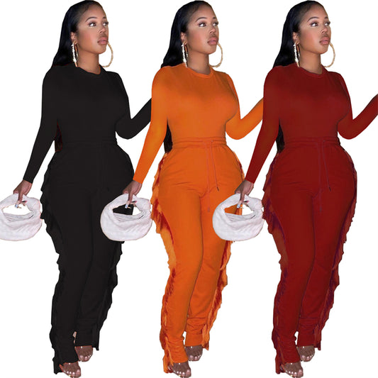 LS Curves 2 Piece Tassel Pants Set