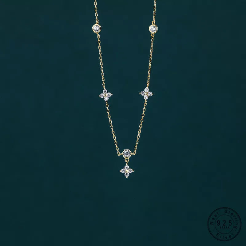 Sterling Silver Flower Necklace -Accessories Gifts