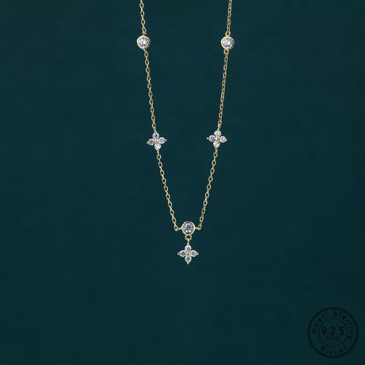 Sterling Silver Flower Necklace -Accessories Gifts