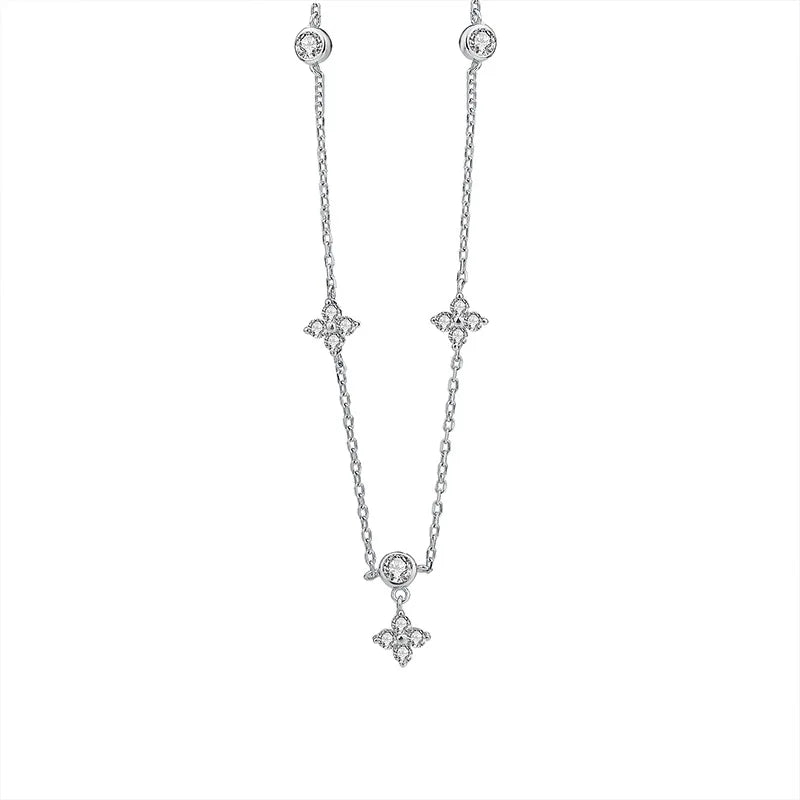 Sterling Silver Flower Necklace -Accessories Gifts