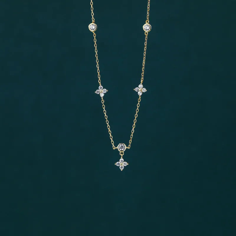 Sterling Silver Flower Necklace -Accessories Gifts